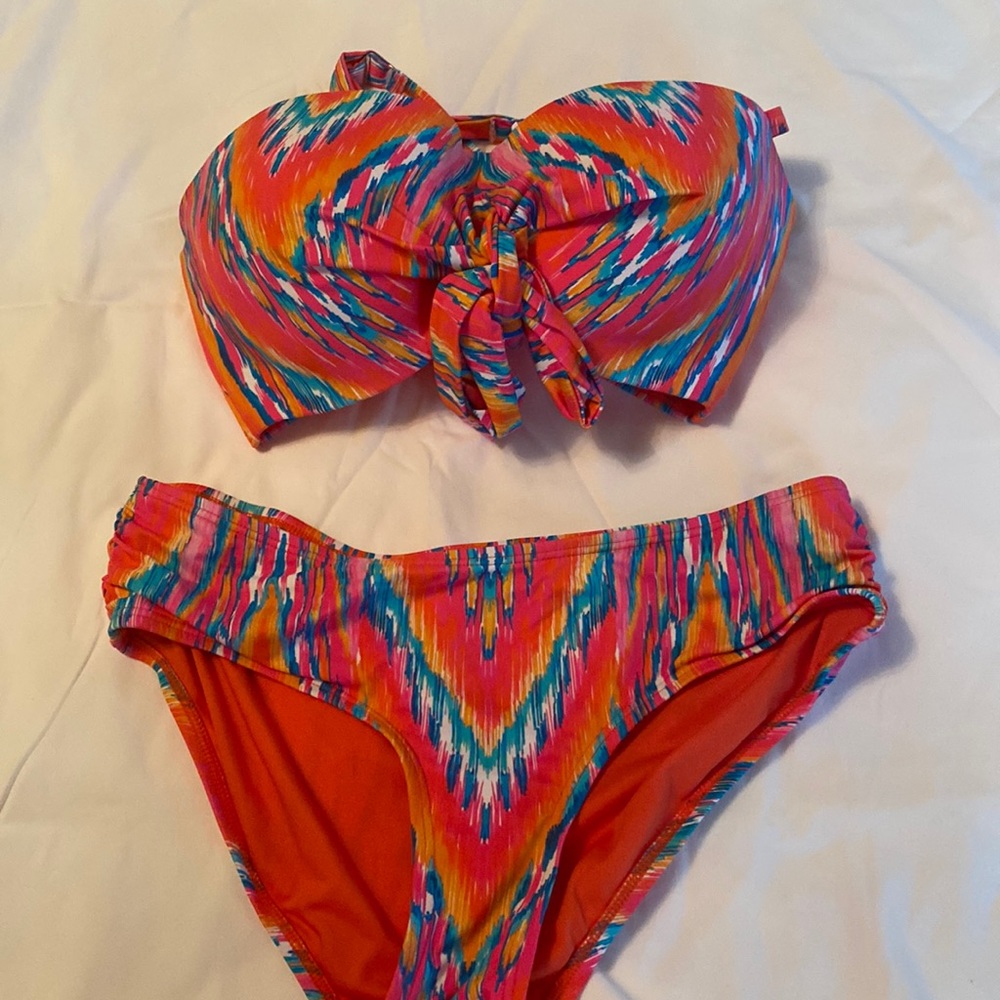 Coco Reef Multicolor Pink Orange Blue Bandeau Bikini